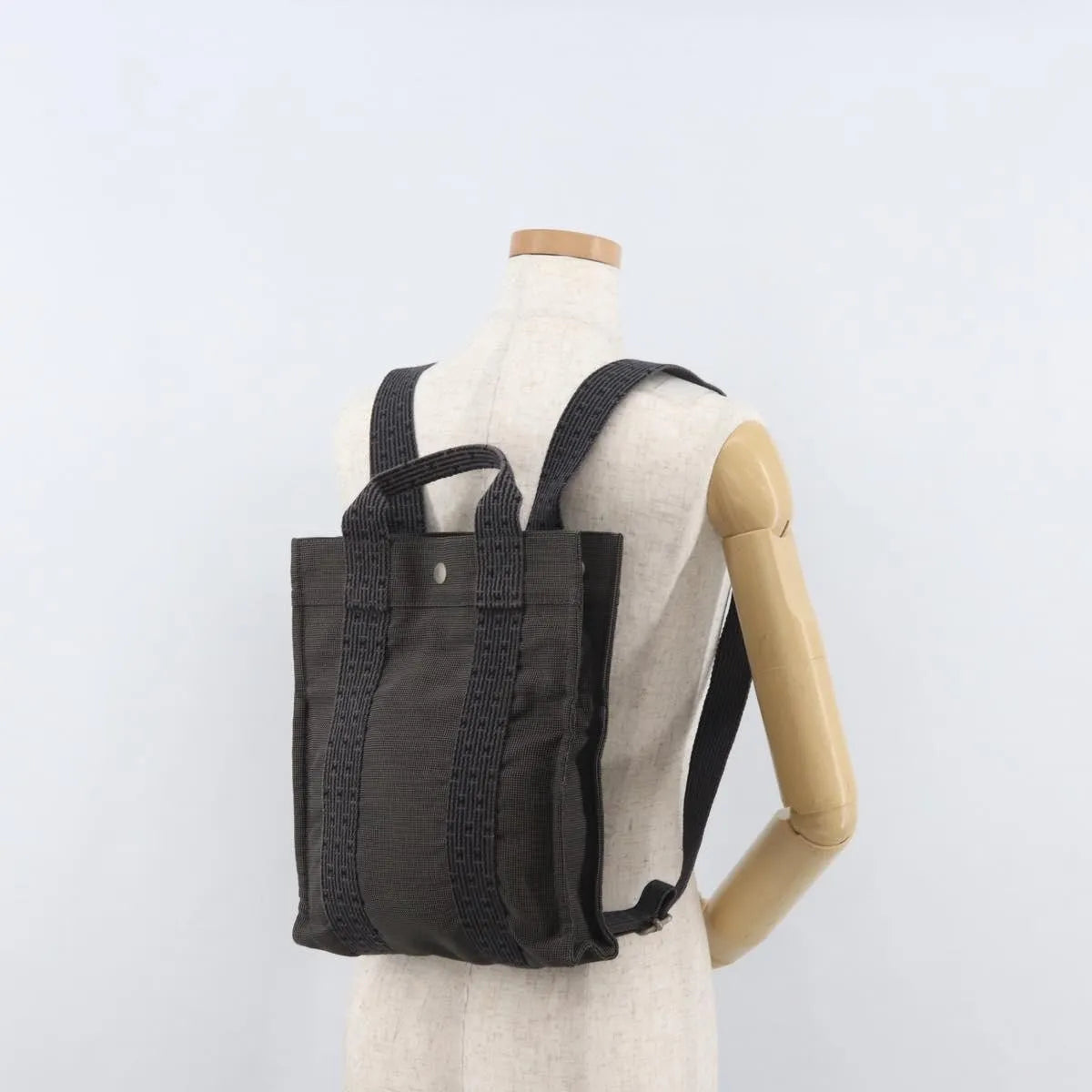 Hermes Herline Canvas, Gray, Canvas, Backpack