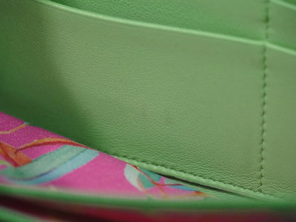 Chanel Wild Stitch Topics Wallet Lambskin, Green, Leather, Wallet