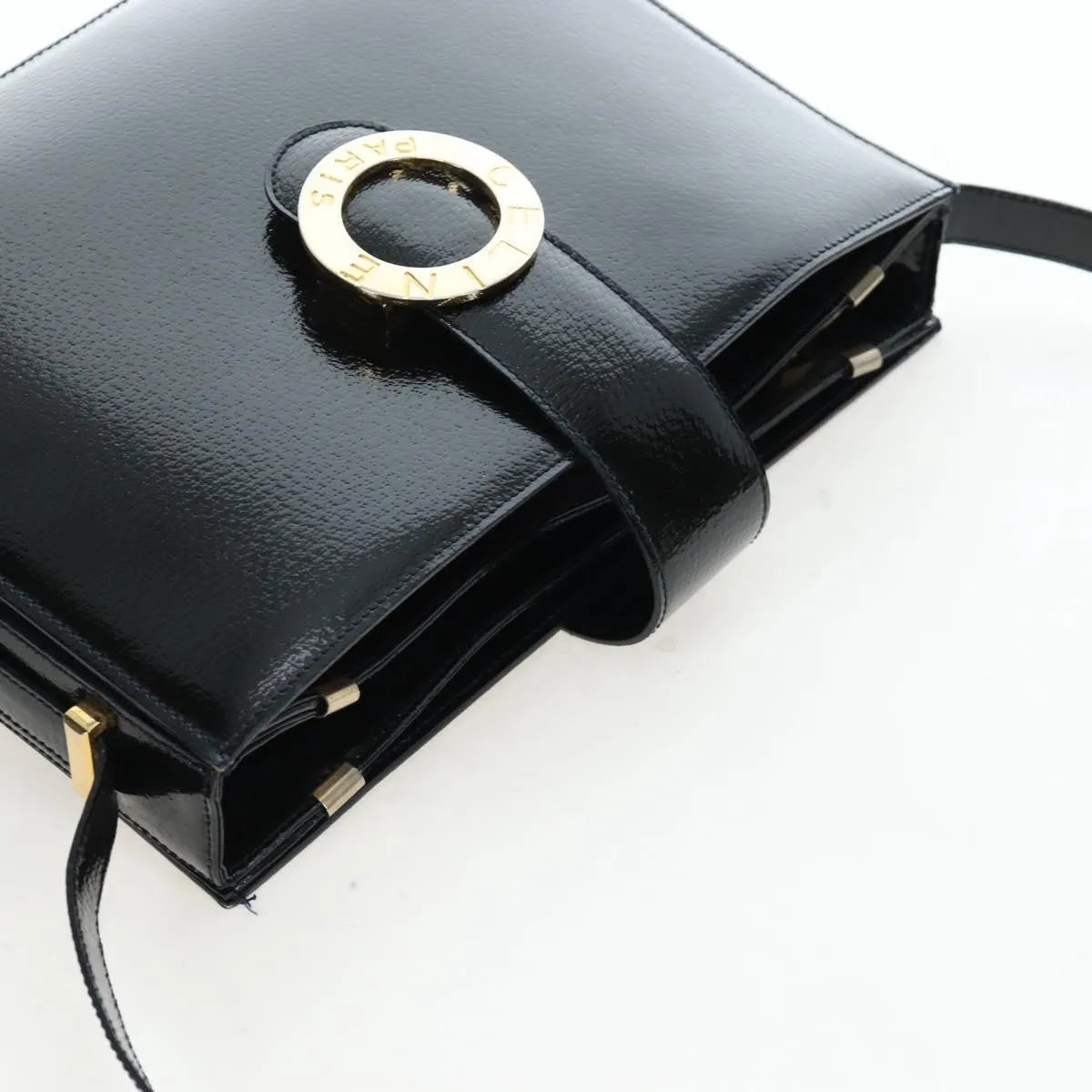 Celine Vintage logo ring shoulder bag Patent Leather, Green, Patent Leather, Shoulder Bag