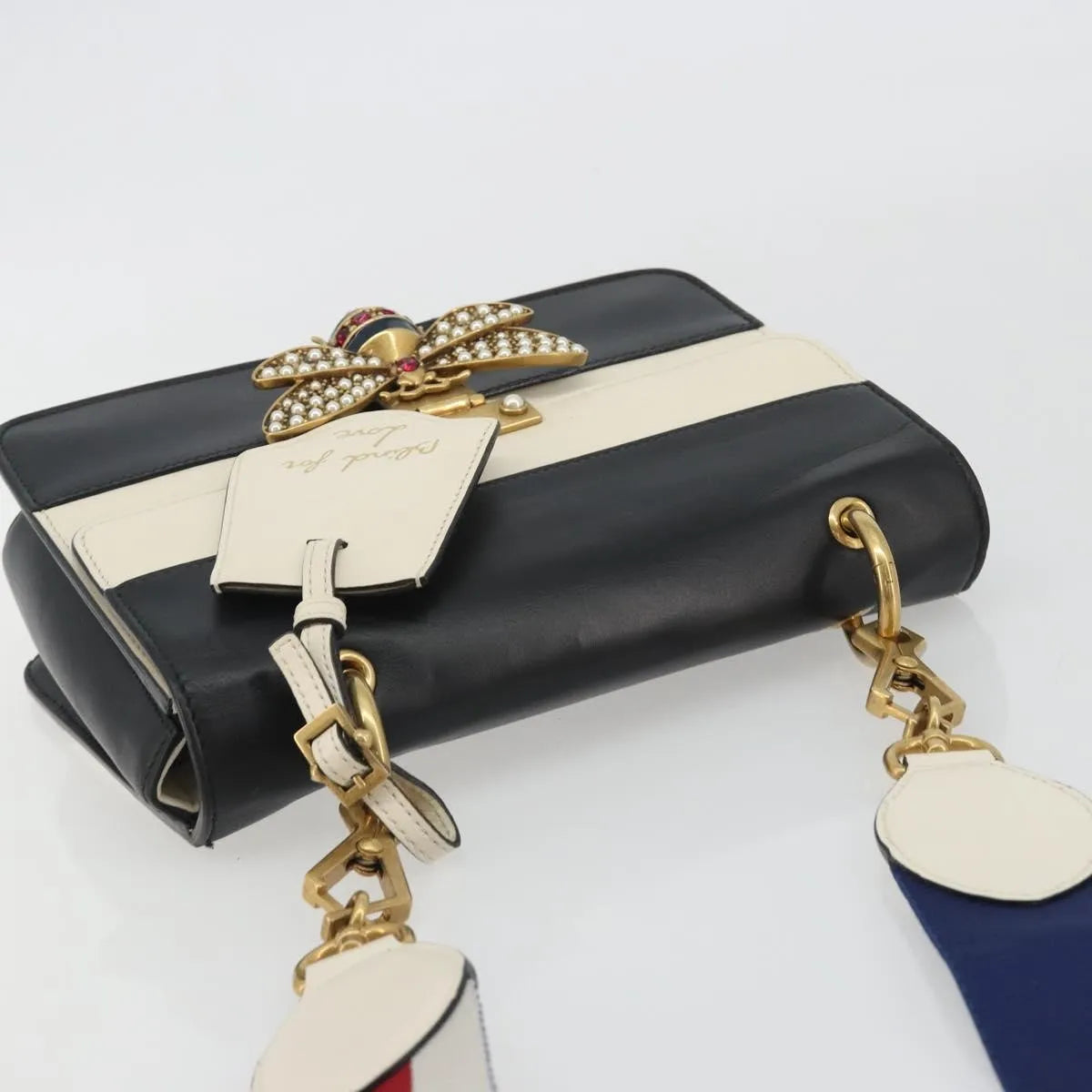 Gucci Queen Margaret Flap Colorblock Leather, Black, Leather, Shoulder Bag