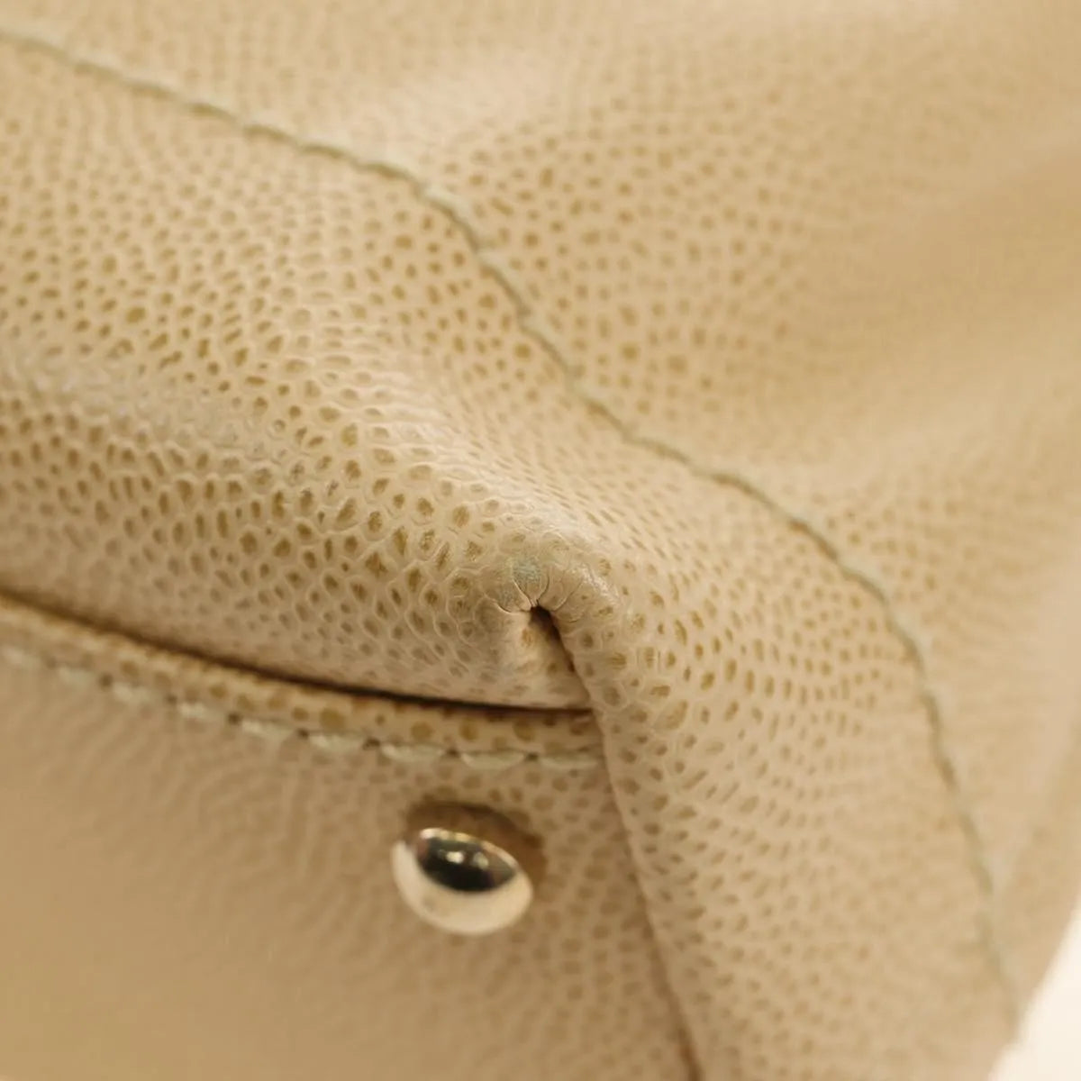 Chanel Vintage CC Resin Chain Caviar, Beige, Leather, Shoulder Bag