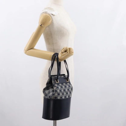 Salvatore Ferragamo Gancini Canvas and leather, Navy, Canvas, Shoulder Bag