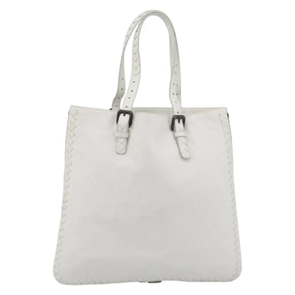 Bottega Veneta Belted Tote Intrecciato Nappa, White, Leather, Tote Bag