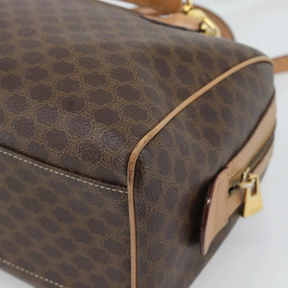 Celine Vintage Macadam Boston Canvas and Leather, Brown, PVC, Handbag