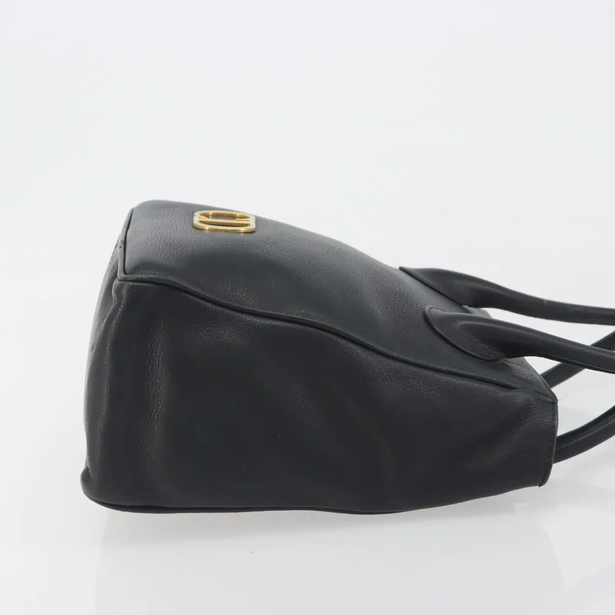 Christian Dior Vintage CD Logo Tote Leather, Black, Leather, Handbag
