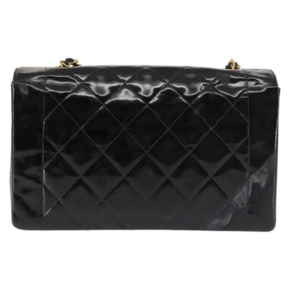 Chanel Vintage Diana Flap Quilted Patent, Black, Patent Leather, Shoulder Bag