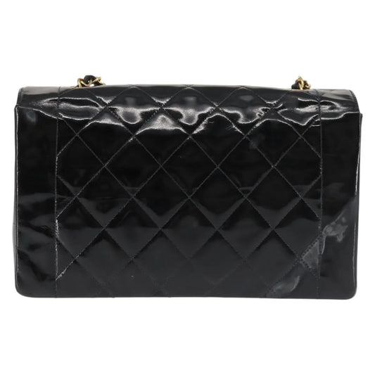 Chanel Vintage Diana Flap Quilted Patent, Black, Patent Leather, Shoulder Bag