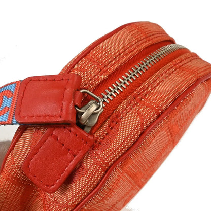 Chanel Travel Line Round Wristlet Nylon, Orange, Nylon, Clutch