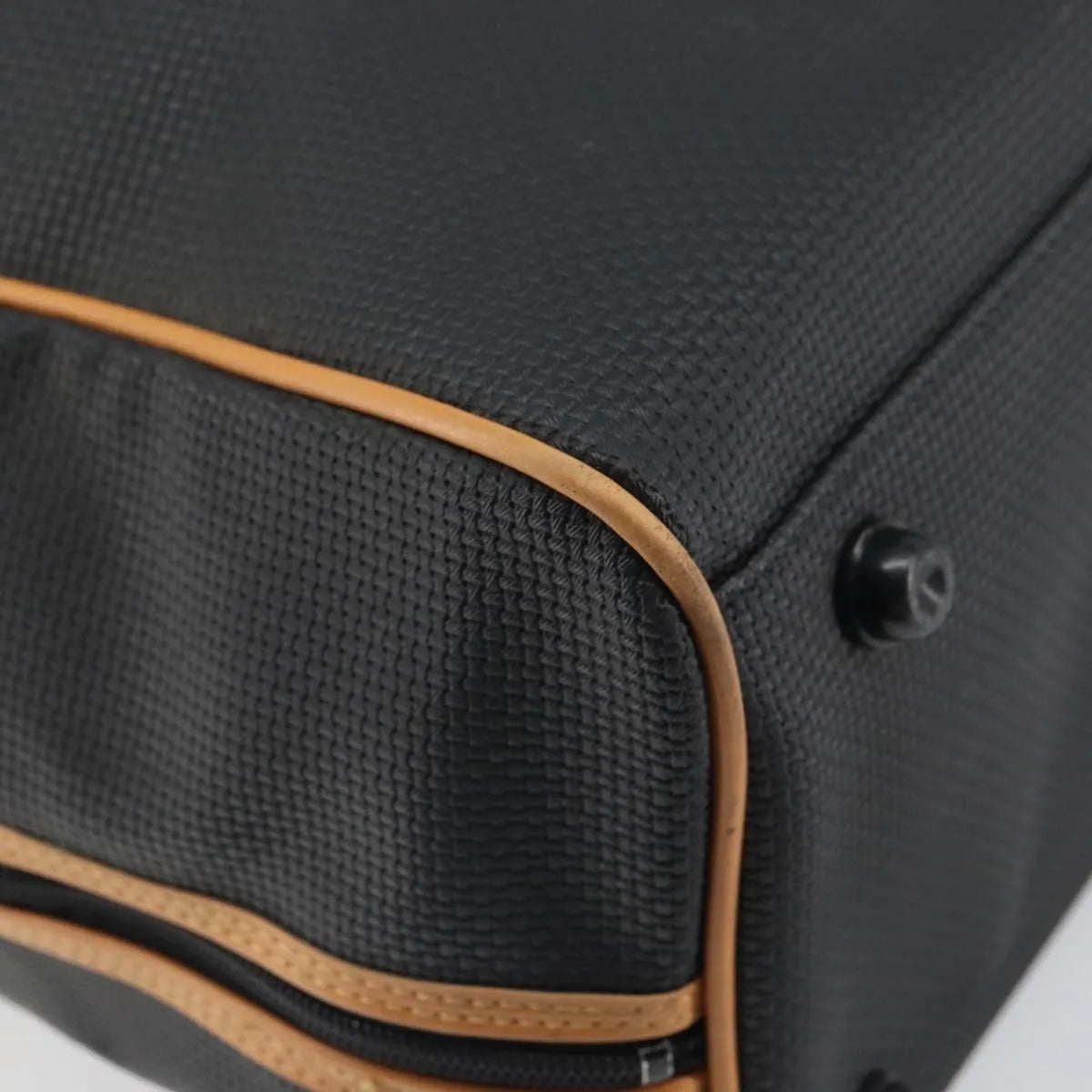 Saint Laurent Vintage Boston PVC Leather, Black, Canvas, Travel Bag