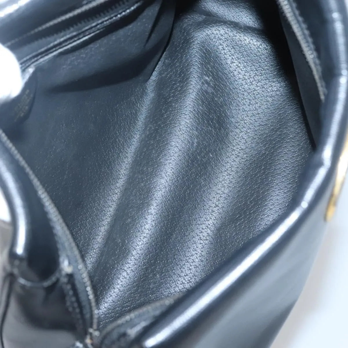 Celine Circle Logo Leather, Black, Leather, Handbag
