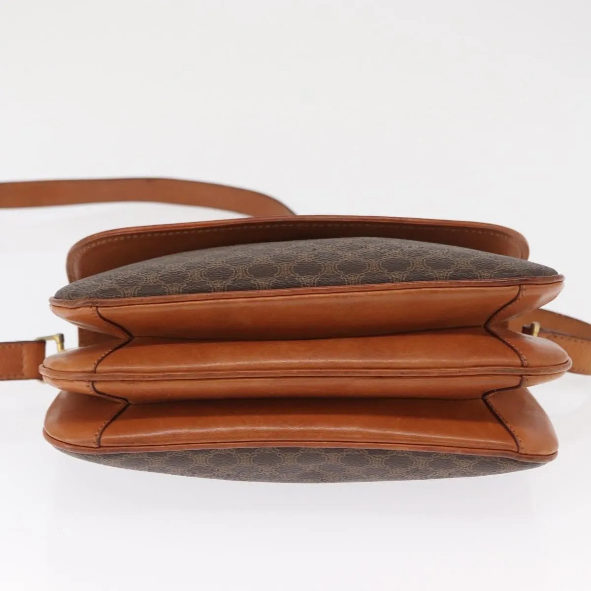 Celine Vintage Macadam Canvas and Leather, Brown, Canvas, Shoulder Bag