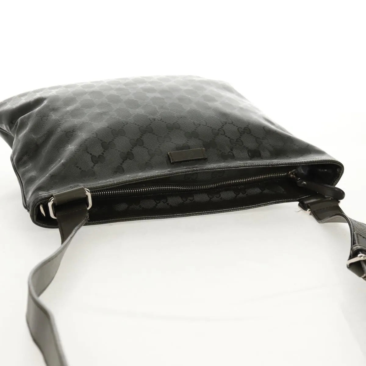 Gucci Zip Top Messenger GG Imprime, Khaki, Canvas, Shoulder Bag