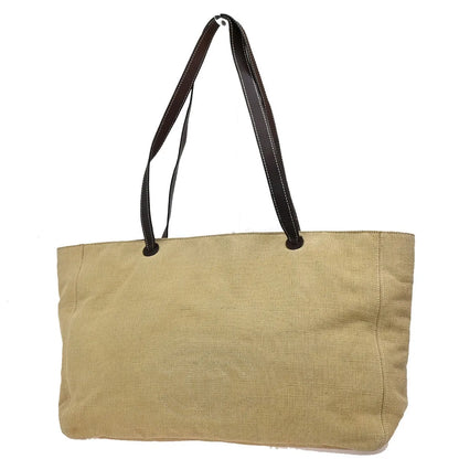 Chanel Vintage CC Tote Canvas with Leather, Beige, Canvas, Tote Bag