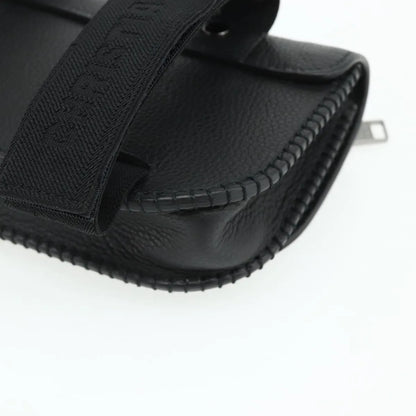 Christian Dior Saddle Pouch Belt Leather, Black, Leather, Clutch