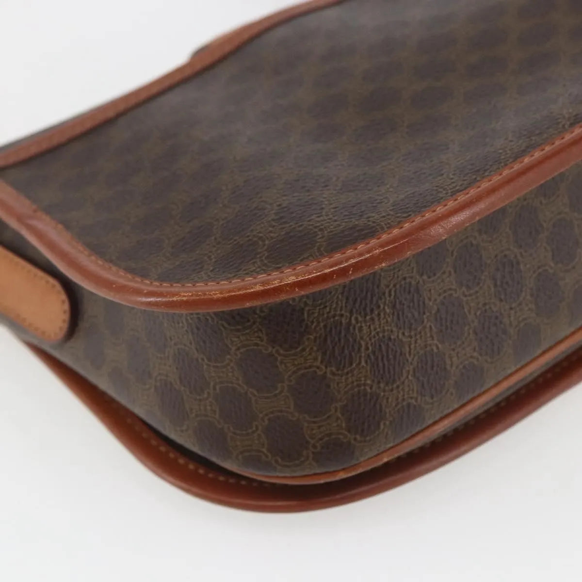 Celine Vintage Macadam Canvas and Leather, Brown, Canvas, Shoulder Bag