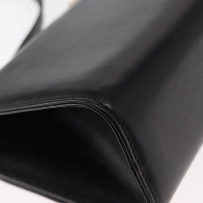 Salvatore Ferragamo Gancini Flap Leather, Black, Leather, Shoulder Bag