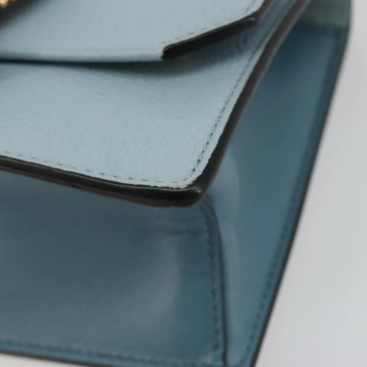 Miu Miu Madras Crystal Buckle Leather, Blue, Leather, Shoulder Bag
