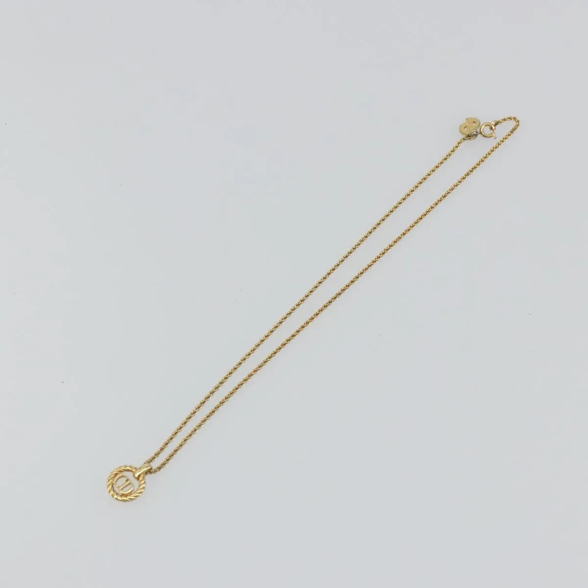 Christian Dior CD Round Pendant Metal, Gold, Metal, Necklace