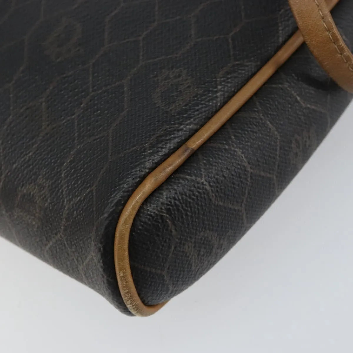 Christian Dior Vintage Honeycomb Canvas and Leather, Black, Canvas, Shoulder Bag