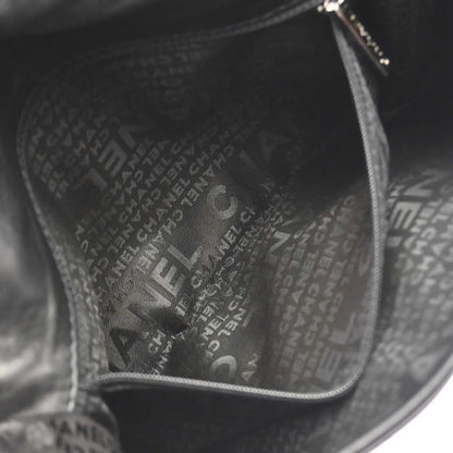 Chanel Vintage Logo Messenger Quilted Aged Calfskin, Black, Leather, Shoulder Bag