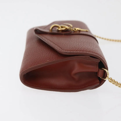Chloe Aby Chain Leather, Brown, Leather, Shoulder Bag