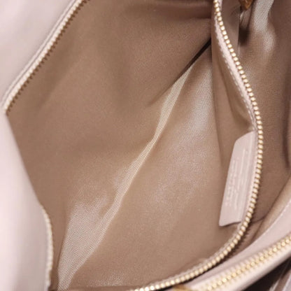 Salvatore Ferragamo Gancini Chain Leather, Beige, Leather, Shoulder Bag