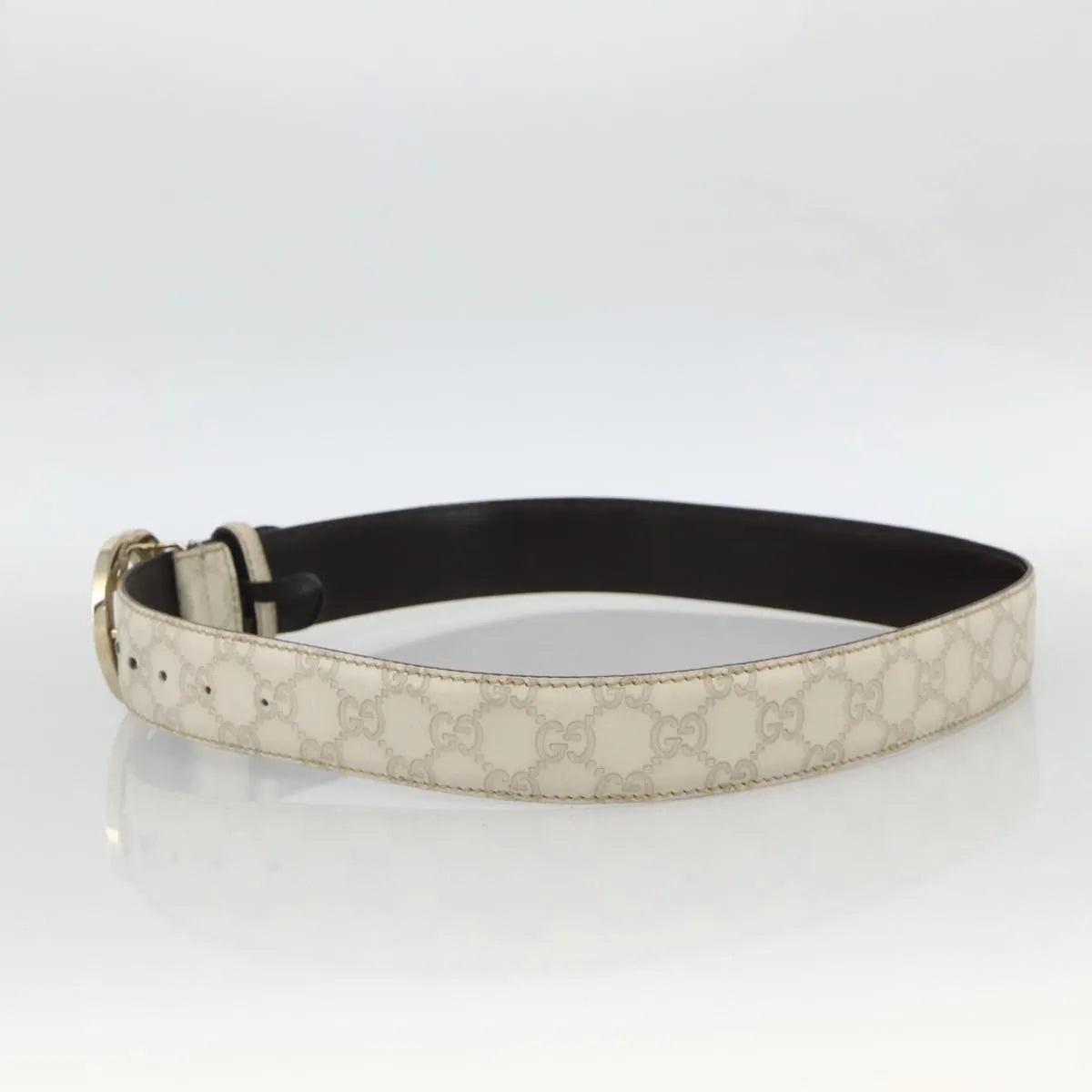Gucci Interlocking G Reversible Belt Guccissima Leather, White, Leather, Belt