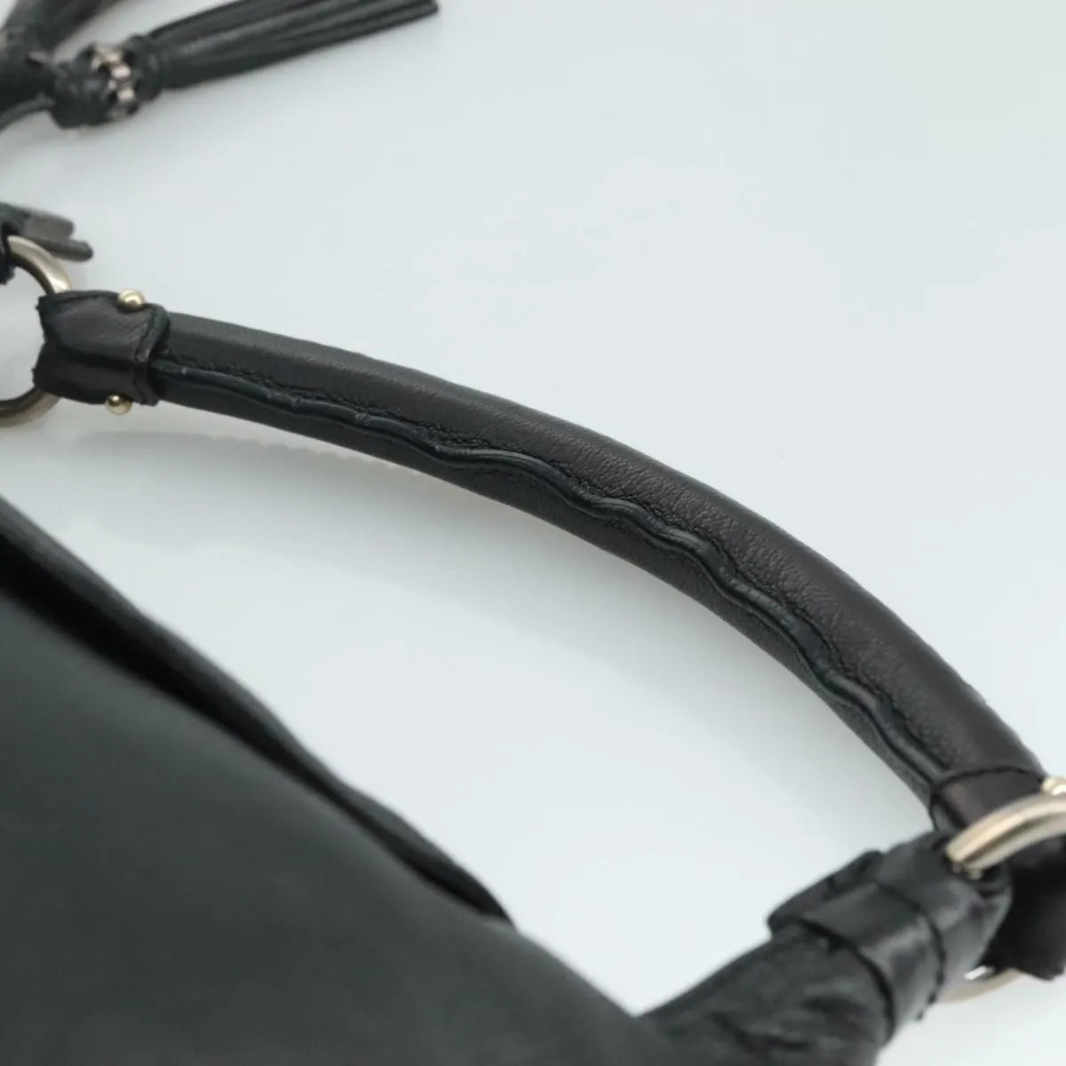 Salvatore Ferragamo Gancini Leather, Black, Leather, Handbag