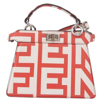 Fendi Peekaboo Leather, White, Leather, Handbag