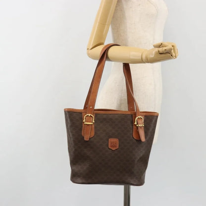 Celine Vintage Macadam Canvas and Leather, Brown, PVC, Handbag