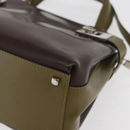 Salvatore Ferragamo Double Gancini Side Buckle Tote Patent Leather, Brown, Patent Leather, Handbag