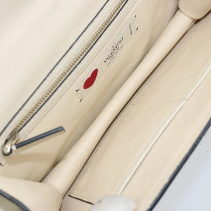 Valentino Garavani Glam Lock Leather, White, Leather, Shoulder Bag