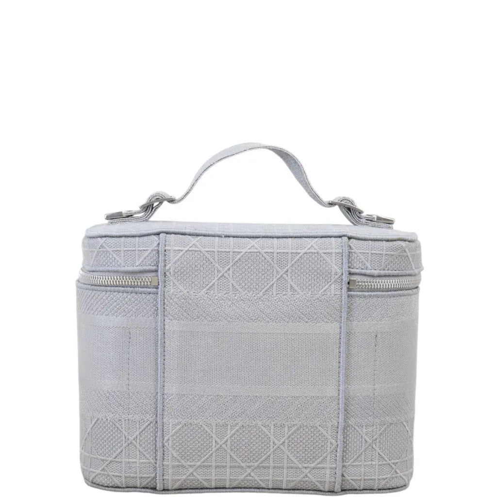 Christian Dior Diortravel Vanity Embroidered Cannage, Gray, Cotton, Toiletry Case
