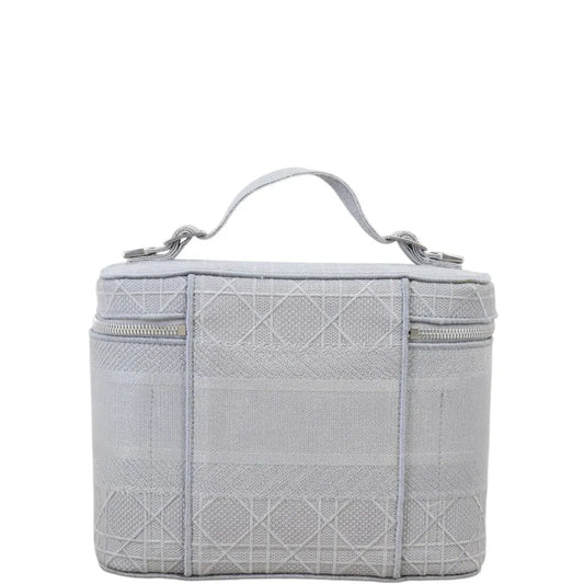 Christian Dior Diortravel Vanity Embroidered Cannage, Gray, Cotton, Toiletry Case