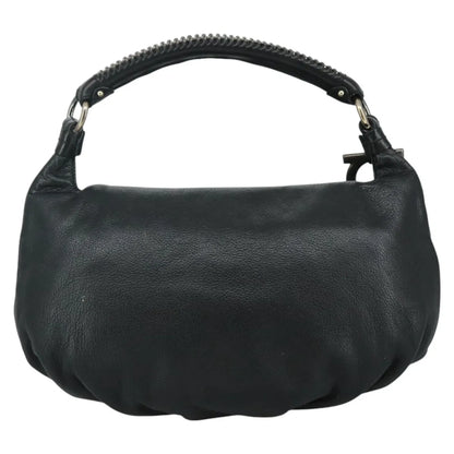 Salvatore Ferragamo Gancini Leather, Black, Leather, Handbag