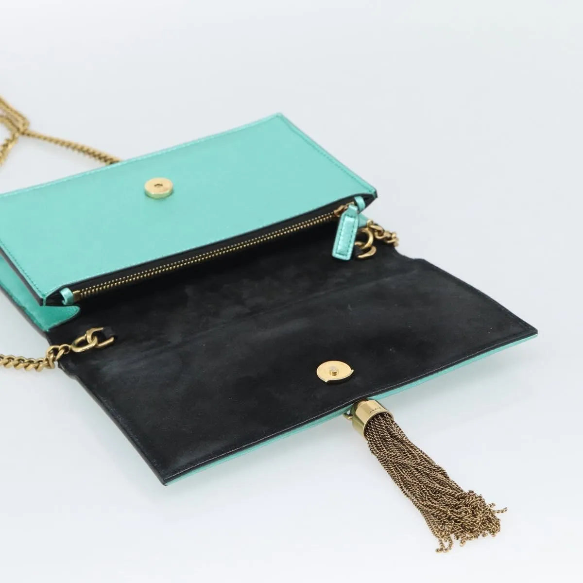 Saint Laurent Kate leather, Green, Leather, Shoulder Bag