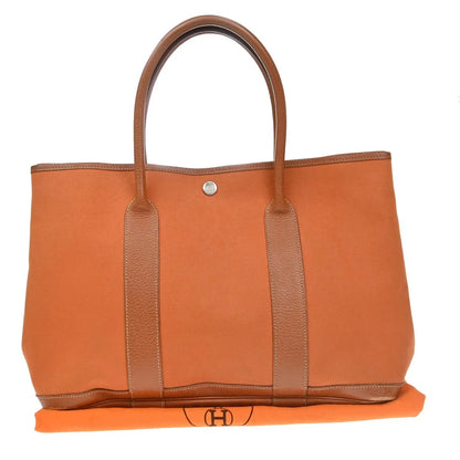 Hermes Garden Party Toile and Leather, Orange, Canvas, Handbag