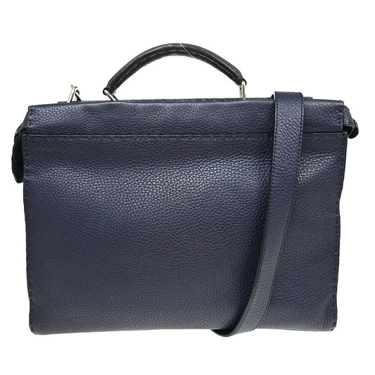 Fendi Selleria Peekaboo Fit Leather, Navy, Leather, Handbag