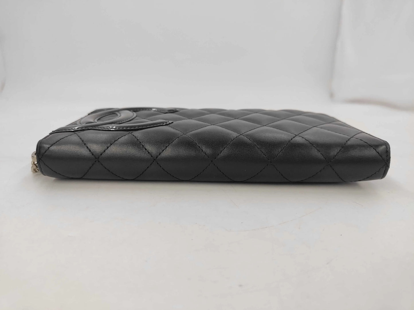 Chanel Cambon Zip Around Quilted Lambskin, Black, Leather, Wallet