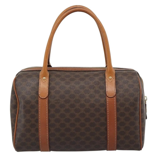 Celine boston Macadam Canvas, Brown, PVC, Travel Bag
