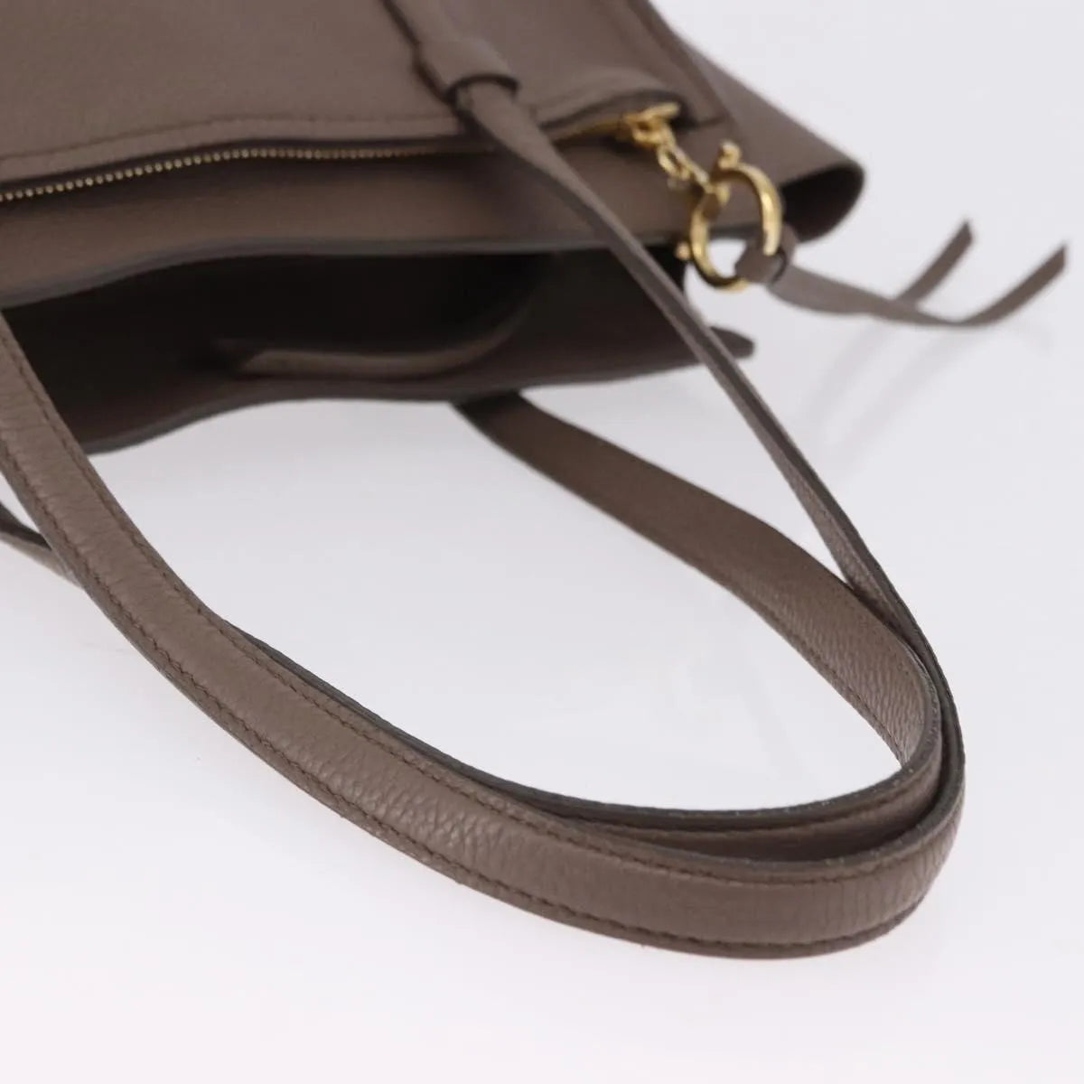 Salvatore Ferragamo Amy Tote Pebbled Leather, Beige, Leather, Tote Bag