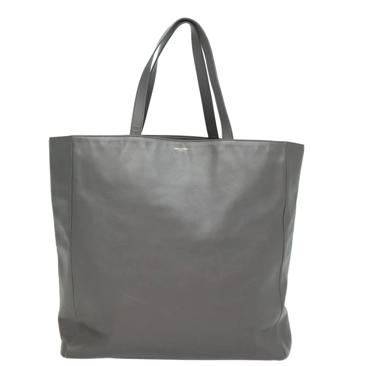 Saint Laurent Reversible North South Shopper Tote Leather, Gray, Leather, Tote Bag