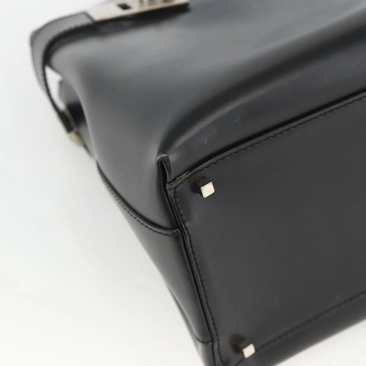 Salvatore Ferragamo Double Gancini Side Buckle Tote Leather, Black, Leather, Handbag