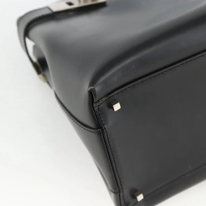 Salvatore Ferragamo Double Gancini Side Buckle Tote Leather, Black, Leather, Handbag