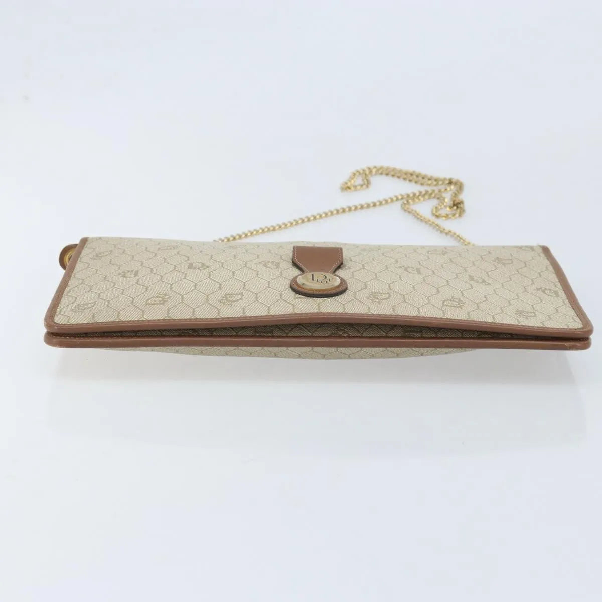 Christian Dior Vintage Honeycomb chain Canvas, Beige, Canvas, Shoulder Bag