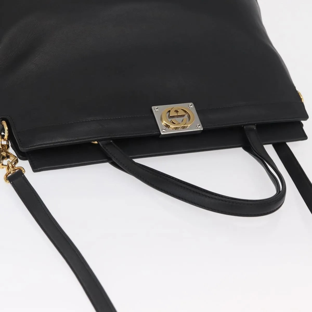 Gucci Linea Matisse Interlocking G Top Handle Tote Leather, Black, Leather, Shoulder Bag