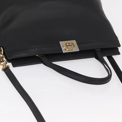 Gucci Linea Matisse Interlocking G Top Handle Tote Leather, Black, Leather, Shoulder Bag