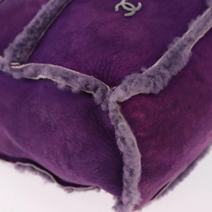 Chanel CC Logo Shearling and Suede, Purple, Suede, Shoulder Bag