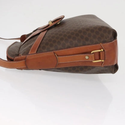 Celine Vintage Macadam Canvas and Leather, Brown, Canvas, Shoulder Bag