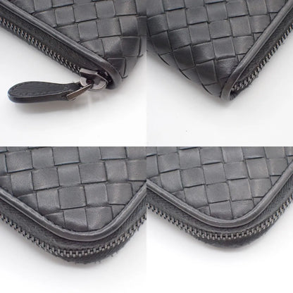 Bottega Veneta Intrecciato Long Zip Leather, Black, Leather, Wallet